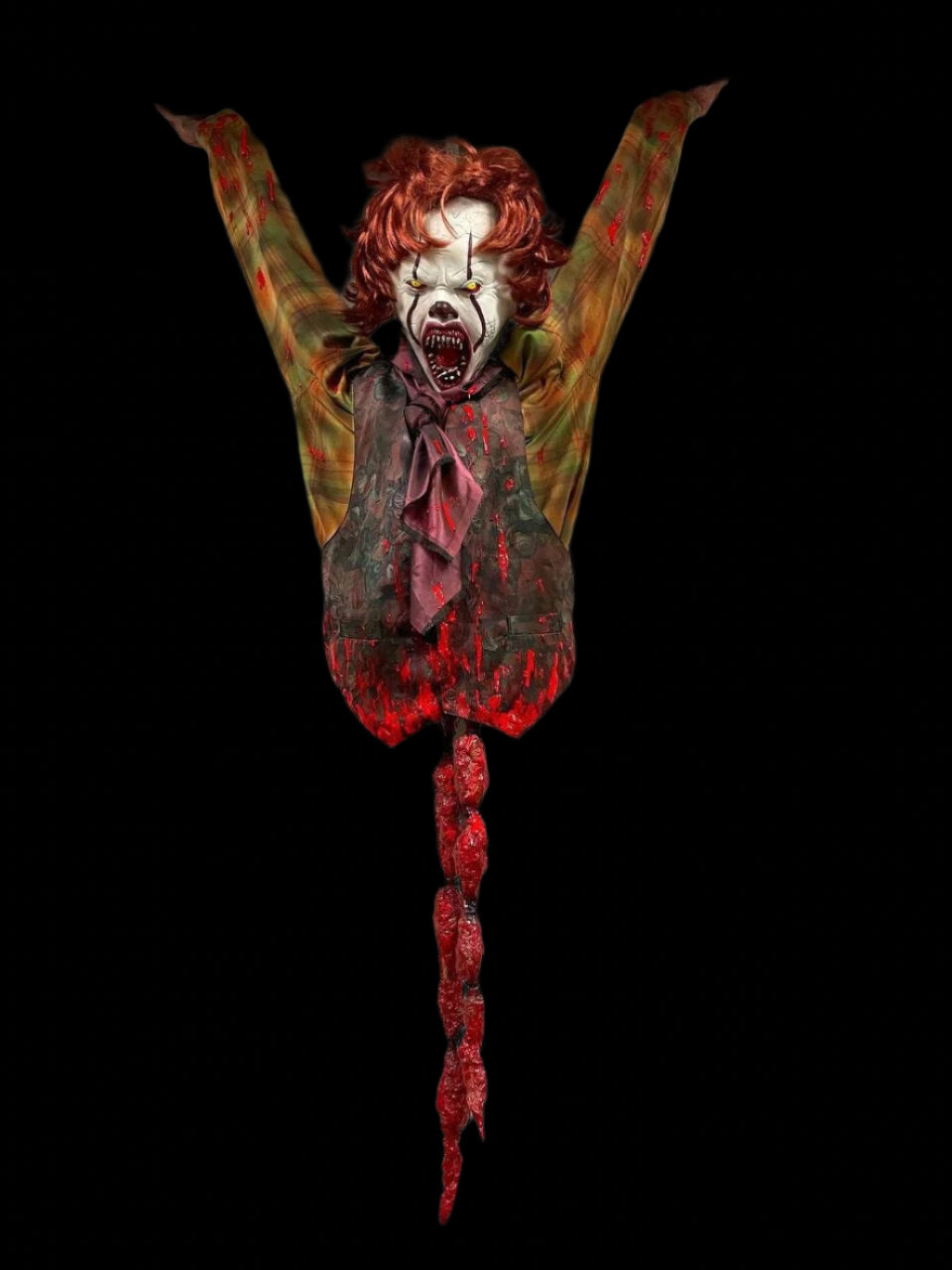 Moving animatronic terror figure "Pennywise Clown IT with guts" life size bust, horror decor, halloween decor, props replica